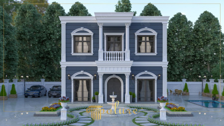 Mavi Zemin Üzerinde Kusursuz Söve ve Pilaster Uyumları