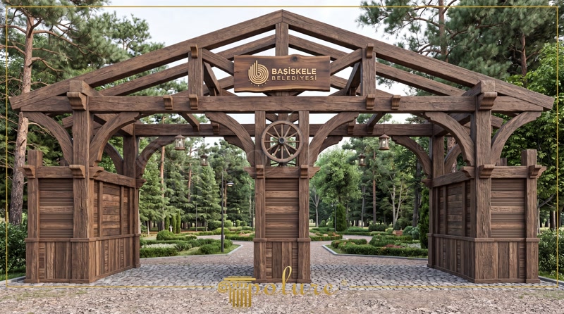 Park ve Bahçeler İçin Dayanıklı Ahşap Dokulu Tak Modelleri