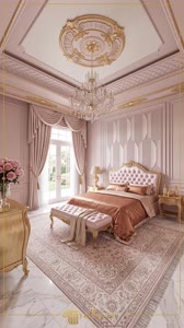 Pembe Tonlarında Lüks ve Romantik Yatak Odası Dekorasyonu