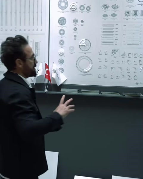 Çıta, profil ve dairesel süs modellerini içeren geniş numune panosu