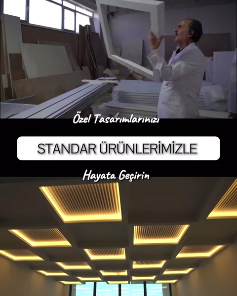 Usta büyük dikdörtgen dekoratif çerçeveyi üretim alanında kontrol ediyor