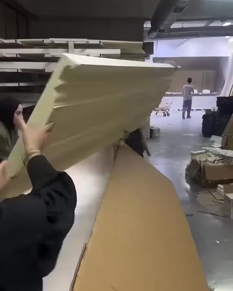 Koruyucu ambalaj parçası uzun ürün kutusuna yerleştiriliyor