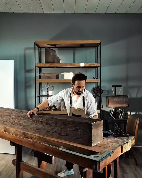 Dekoratif kiriş üzerinde atölye tezgâhında yapılan üretim çalışması