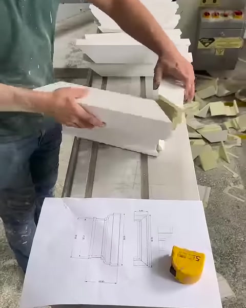Farklı açılarda kesilmiş söve parçaları teknik çizim üzerinde karşılaştırılıyor.
