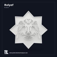 Poliüretan Sekizgen Çift Başlı Kartal Rölyef Duvar Paneli 91x91 cm