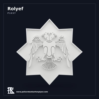 Poliüretan Sekizgen Çift Başlı Kartal Rölyef Duvar Paneli 91x91 cm