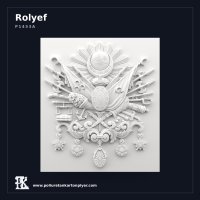Poliüretan Detaylı Osmanlı Arması Rölyef Duvar Panosu 82x73 cm