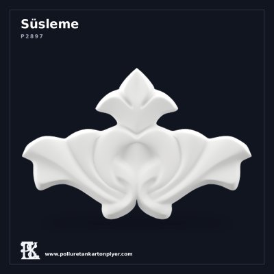 Klasik Kıvrımlı Poliüretan Kartonpiyer Süsleme Apliği 11x17 cm