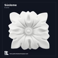 Çiçek Motifli Poliüretan Kartonpiyer Kare Rozet 7x7 cm