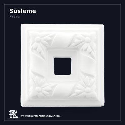 Kare Çiçekli Poliüretan Kartonpiyer Süsleme Motifi 10x10 cm