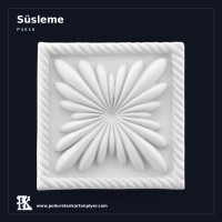Poliüretan Kartonpiyer Çiçek Motifli Kare Süsleme Apliği 12x12 cm