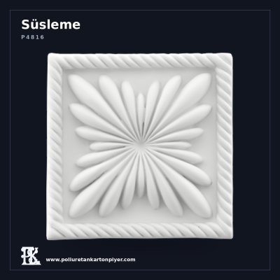 Poliüretan Kartonpiyer Çiçek Motifli Kare Süsleme Apliği 12x12 cm