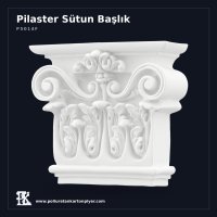 Volütlü ve Yaprak Rölyefli Pilaster Başlığı 7x21x19 cm