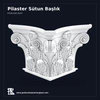 Akant Yapraklı Volütlü Pilaster Sütun Başlığı 23x45x28 cm