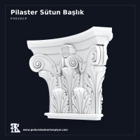 Akant Yapraklı Poliüretan Pilaster Sütun Başlığı 11x36x28 cm