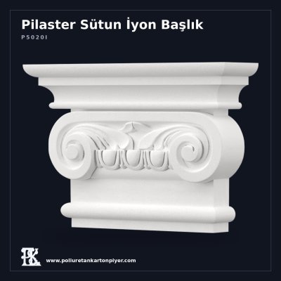 İyon Stili Volütlü Poliüretan Pilaster Başlığı 7x28x19 cm