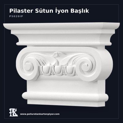 İyon Stili Volütlü Poliüretan Pilaster Başlığı 7x28x19 cm