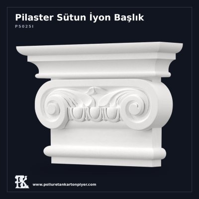 Dekoratif İyon Poliüretan Pilaster Sütun Başlığı 8x35x24 cm
