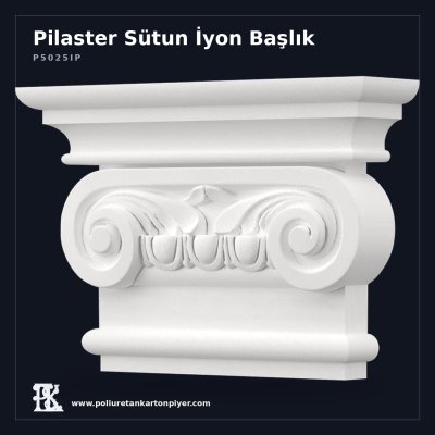 Dekoratif İyon Poliüretan Pilaster Sütun Başlığı 8x35x24 cm