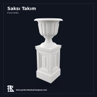 Dekoratif Poliüretan Klasik Saksı ve Kaide Takımı 48x107 cm