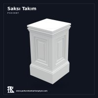 Klasik Model Poliüretan Pilaster Sütun Saksı Takımı 34x61 cm