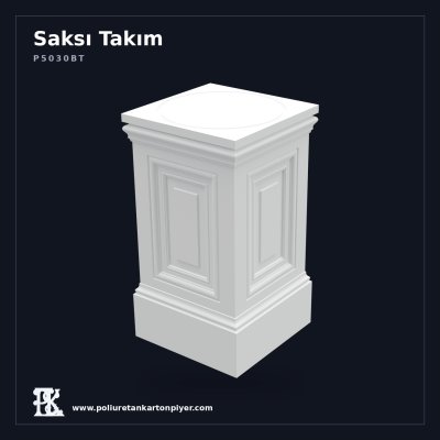 Klasik Model Poliüretan Pilaster Sütun Saksı Takımı 34x61 cm