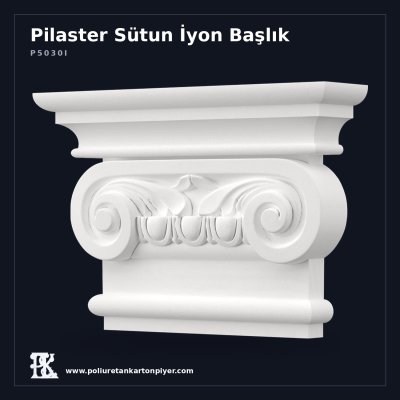 Poliüretan Kartonpiyer İyonik Tarz Pilaster Başlığı 9x42 cm