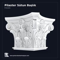 Klasik Volütlü Poliüretan Pilaster Sütun Başlığı 72x72 cm