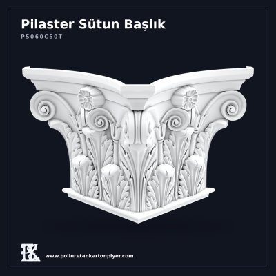 Poliüretan Volütlü Akant Yapraklı Büyük Pilaster Sütun Başlığı