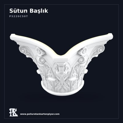 Poliüretan Kartonpiyer Dekoratif Sütun Başlığı - Oymalı Akant 23x46x28 cm