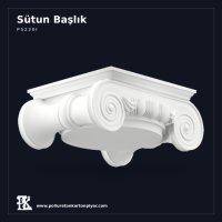 Poliüretan Kartonpiyer Sütun Başlığı - İyon Tarzı Volütlü 23x31 cm