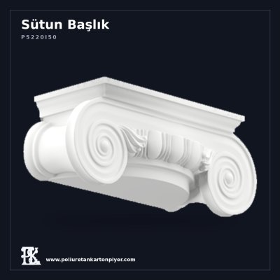 Poliüretan Kartonpiyer Yarım Sütun Başlığı - İyon Volütlü 12x32x12 cm