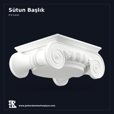 Klasik İyonik Volütlü Poliüretan Kolon Başlığı 48x64 cm