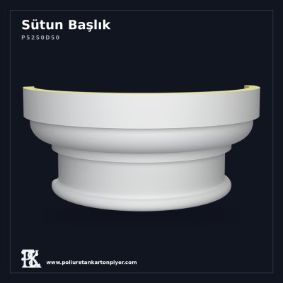 Dorik Stilde Dairesel Yarım Poliüretan Sütun Başlığı 35x70 cm