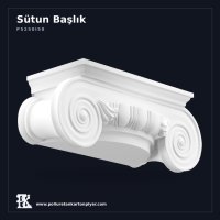 Poliüretan Kartonpiyer İyonik Volütlü Sütun Başlığı 425x850x692 mm