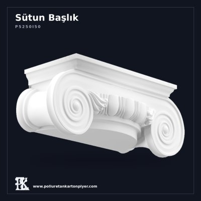Poliüretan Kartonpiyer İyonik Volütlü Sütun Başlığı 425x850x692 mm