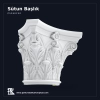 Poliüretan Kartonpiyer Oymalı Korint Sütun Başlığı 54x109 cm