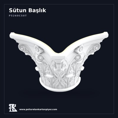 Poliüretan Kartonpiyer Volütlü Klasik Sütun Başlığı 69x137 cm