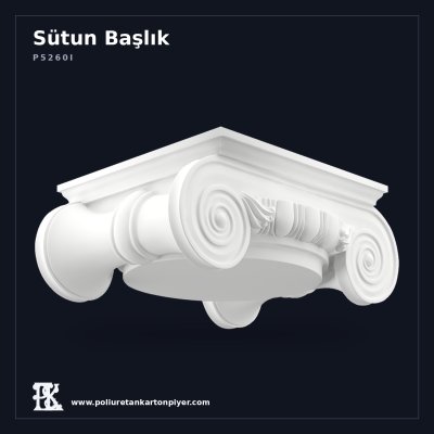 Poliüretan Kartonpiyer İyonik Volütlü Klasik Sütun Başlığı 70x93 cm