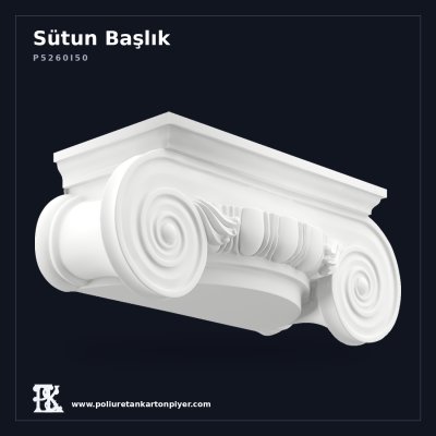 Poliüretan Kartonpiyer İyon Volütlü Yarım Sütun Başlığı 35x93 cm