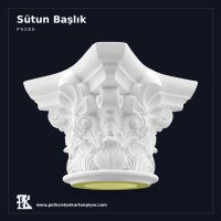 Poliüretan Kartonpiyer Akant Yapraklı Volütlı Sütun Başlığı 128x128 cm