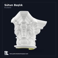 Poliüretan Kartonpiyer Akant Yapraklı Yarım Sütun Başlığı 64x128 cm