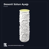 Poliüretan Büyük Rölyefli Sütun Kaidesi 51x48x136 cm