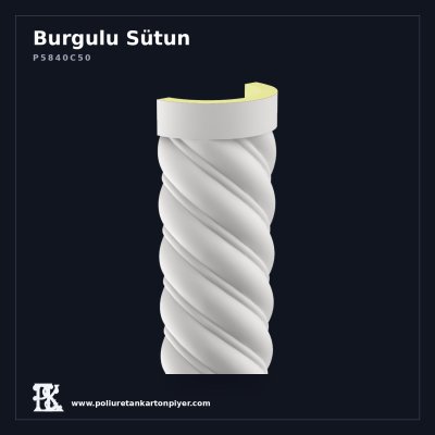Poliüretan Kartonpiyer Burgulu Dekoratif Yarım Sütun 20x40x260 cm