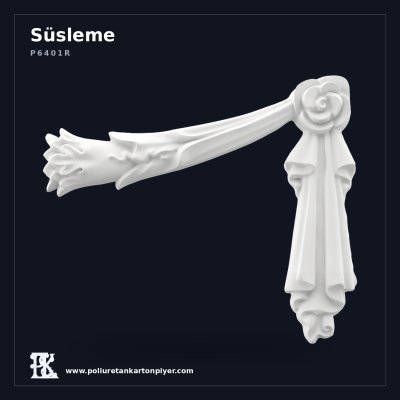 Poliüretan Gül ve Kurdele Motifli Köşe Süsleme Model 27x32 cm