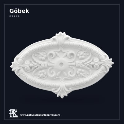 Poliüretan Kartonpiyer Oval Biçimli Klasik Tavan Göbeği 45x68 cm
