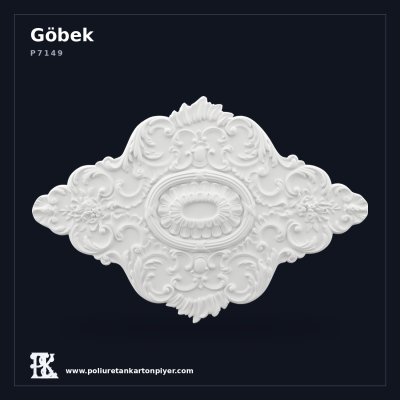 Poliüretan Kartonpiyer Oymalı Büyük Oval Tavan Göbeği 74x110 cm