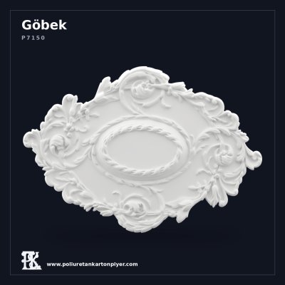 Poliüretan Kartonpiyer Klasik Desenli Oval Tavan Göbeği 53x77 cm