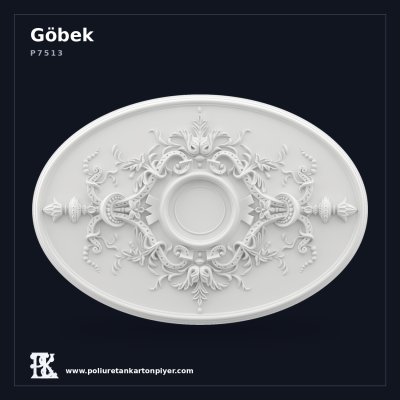 Oval Formlu Akant Motifli Poliüretan Tavan Rozeti 54x78 cm