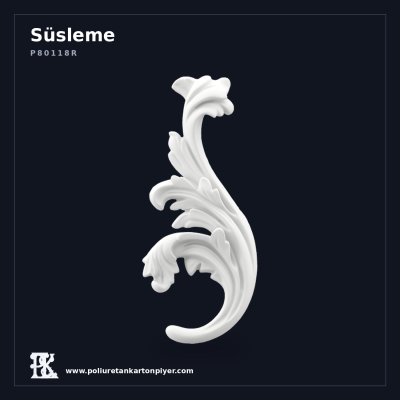 Sağ Yönlü Yaprak Tasarımlı Dekoratif Motif 21x9 cm